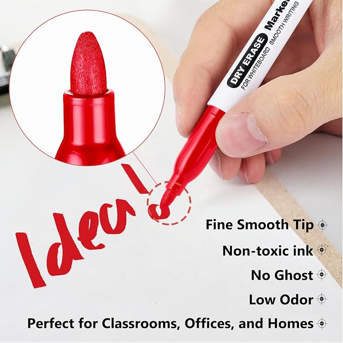 SFAIH Red Dry Erase Markers Fine Tip - Image 3
