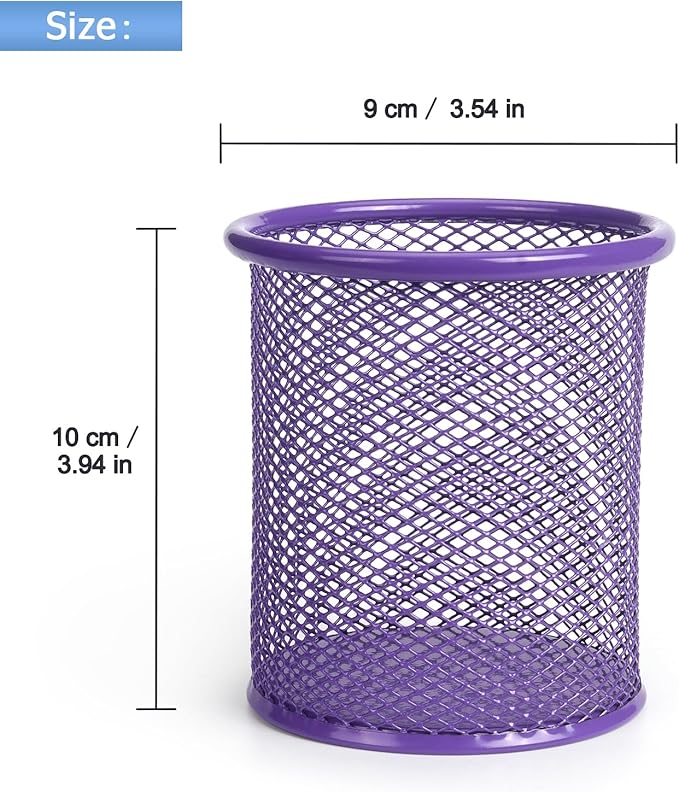 Tamaki Pen Holder Cup for Desk, Desk Organizer Wire Mesh Pencil Cup Holder for Desk Office Pen Organizer (Purple)-DeskLoop Office