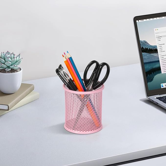 EasyPAG Pencil Holder for Desk, 2 Pack Metal Pen Organizer, Mesh Pencil Cup - Image 5