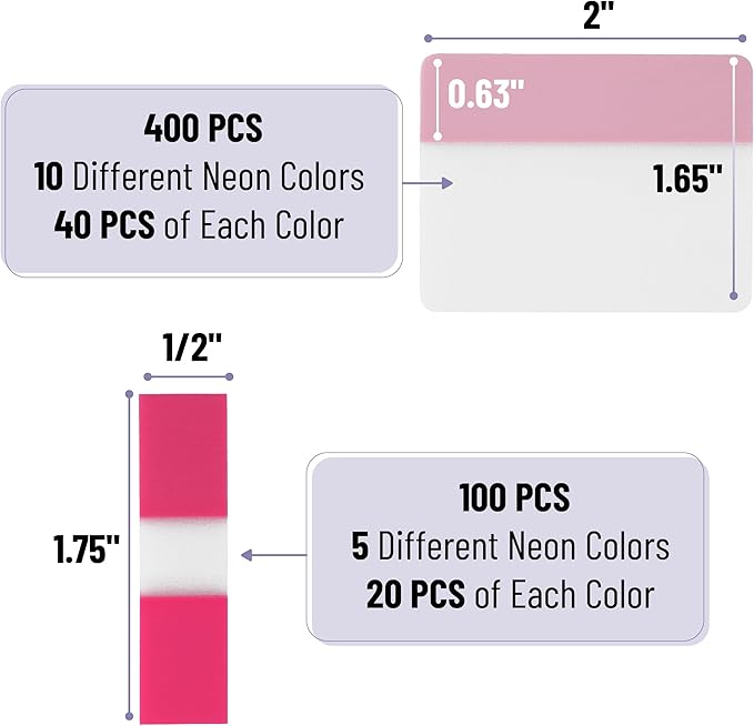 Mr. Pen- Sticky Index Tabs, 500 Pcs, 21 Sets, Colorful Sticky Tabs for Notebooks, Page Markers, Page Tabs for Binders, Page Tabs Sticky Tabs for Books, Notebook Tabs, Book Sticky Tabs for Notebooks-DeskLoop Office