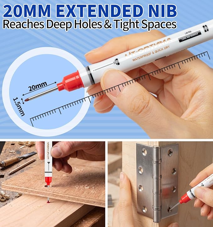 15 Pack Long Nib Marker Pens, 8 Colors - 20mm Extra Long Head Deep Hole Markers - Image 2