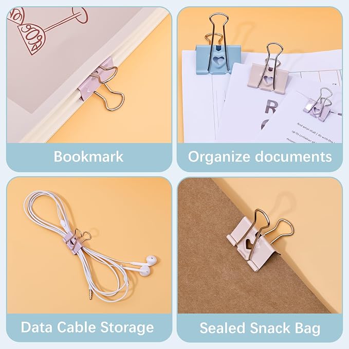 BAYTORY 40Pcs Pastel Binder Clips, 3/4 Inch Small Binder Clips, - Image 4