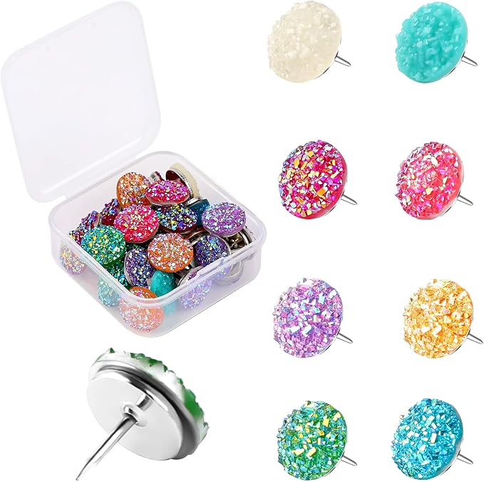 30pcs Push Pins, Shiny Diamond Push Pins Glitter Rhinestone Decorative Thumb by KALIONE