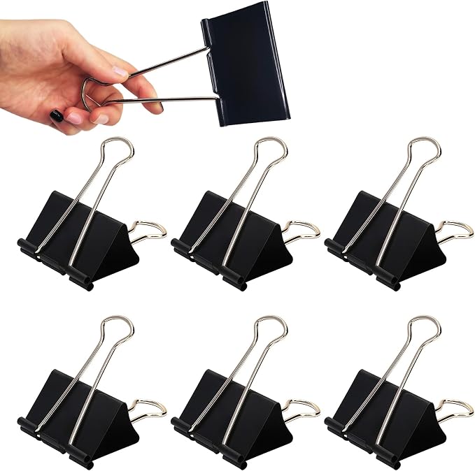 Jumbo Binder Clips 6 Pack, 3 Inch Extra Large Binder Clips Heavy Duty, Big by Unknown