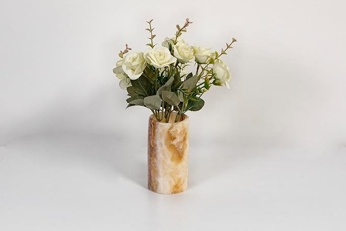 Pen Holder - Toothbrush Holder, Desk Organizer, Makeup Brush Holder, Gift for Home, Kitchen Utensil Holder, Storage Desktop, Onyx Marble, Mini Vase-DeskLoop Office