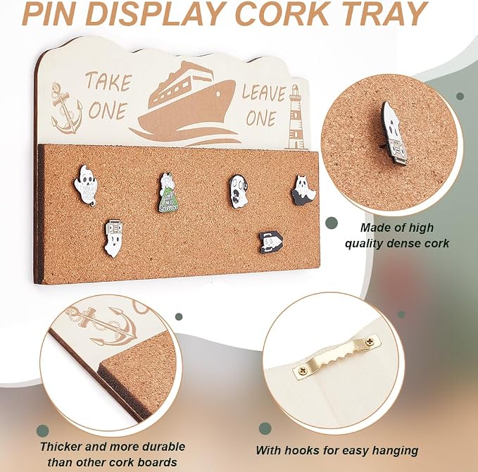 BENECREAT Cork Brooch Board, Ship Lighthouse Anchor Style, 7.08x11.8 Inch | Pin - Image 4