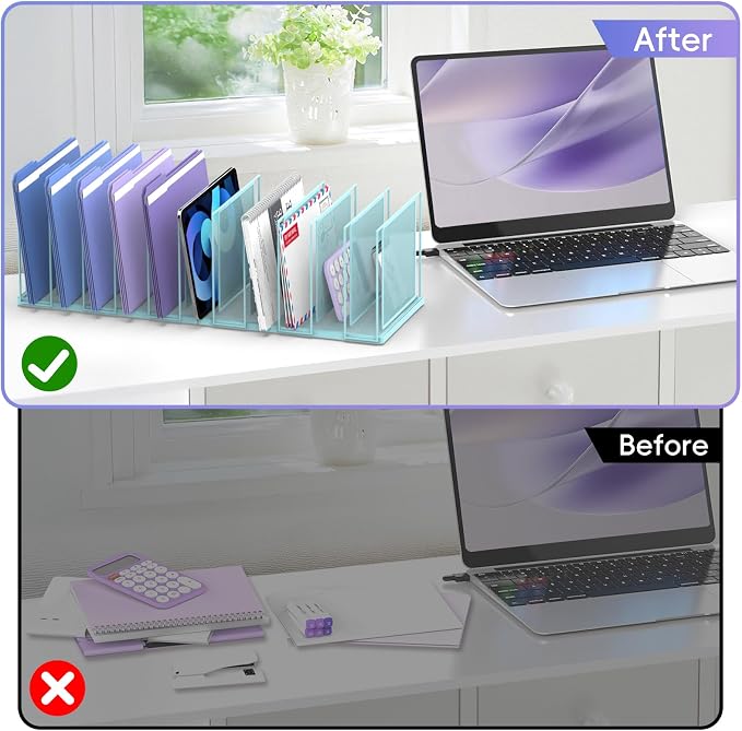 File Organizer for Desk, 11-Section Vertical File Sorter, Paper Holder - Image 7