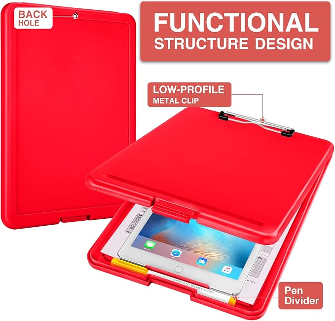 Sooez Clipboard with Storage, Plastic Storage Clipboards with Low Profile Clip - Image 3