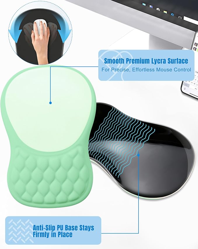 Ergonomic Mouse Pad with Wrist Rest, Slope Design Memory Foam Support, Smooth - Image 4