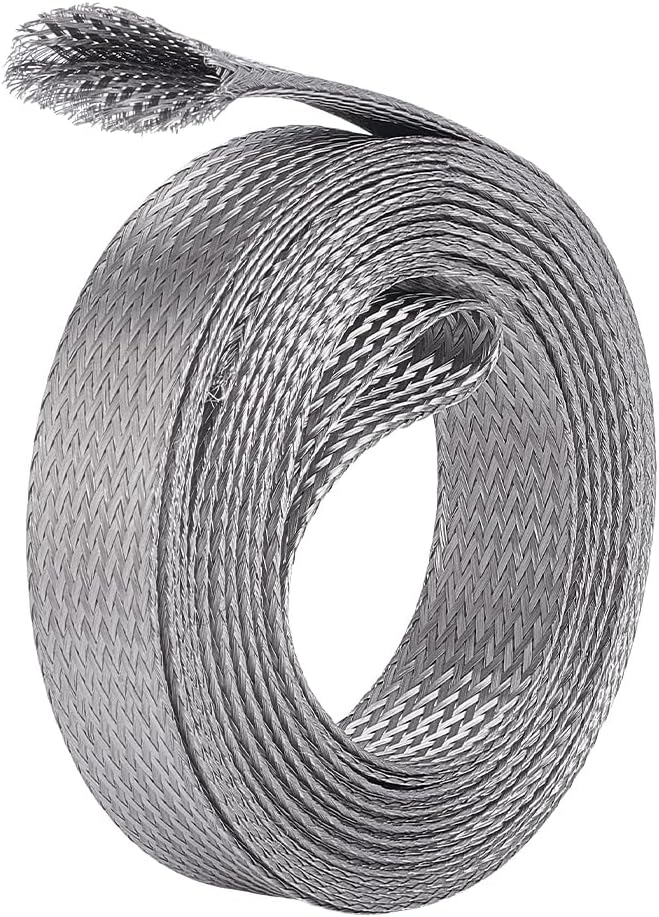 UNICRAFTALE 13.12ft 0.7" W Braided Sleeving Braid Stainless Steel Cable Wire by UNICRAFTALE
