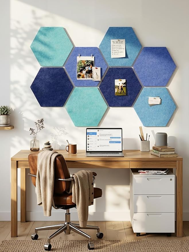 8 Pack Hexagon Felt Bulletin Board Tiles - Image 9