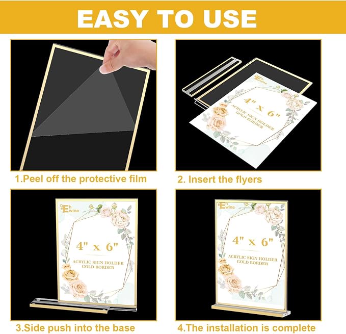 EHWINE Acrylic Sign Holder 4 x 6, 20 Pack Double-Sided Stand up Table Top Sign - Image 5