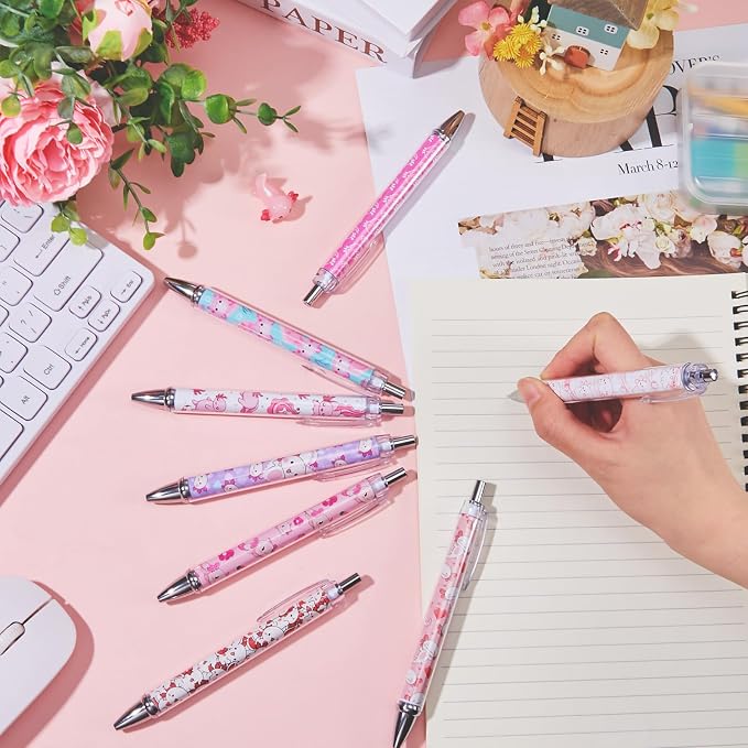 Ireer 8 Pcs Ballpoint Pens for Women 1.00 mm Cute Black Ink Fancy Pens Fine - Image 3