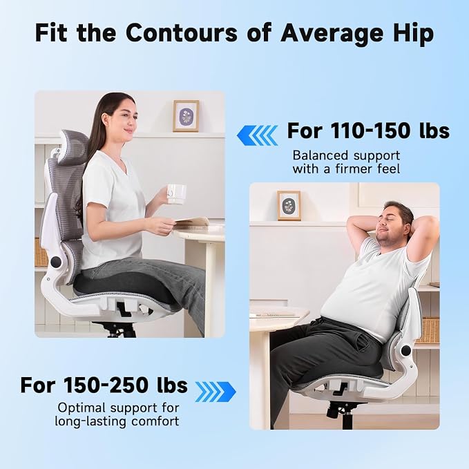 Seat Cushion for Office Chairs – Large U-Shaped Memory Foam Desk Chair Cushions - Image 8