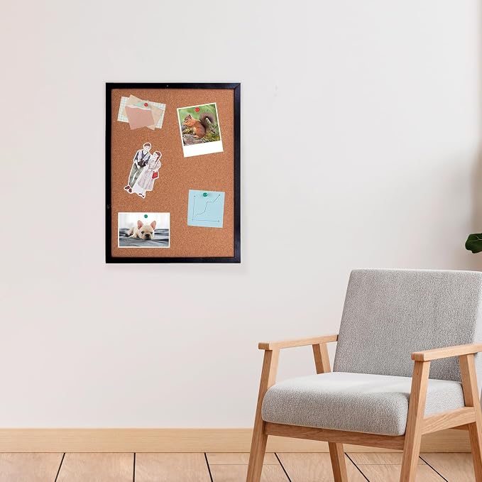 Black Cork Board Bulletin Board, 14.6"X 11" Cork Board, Oak Wood Finish Frame - Image 7