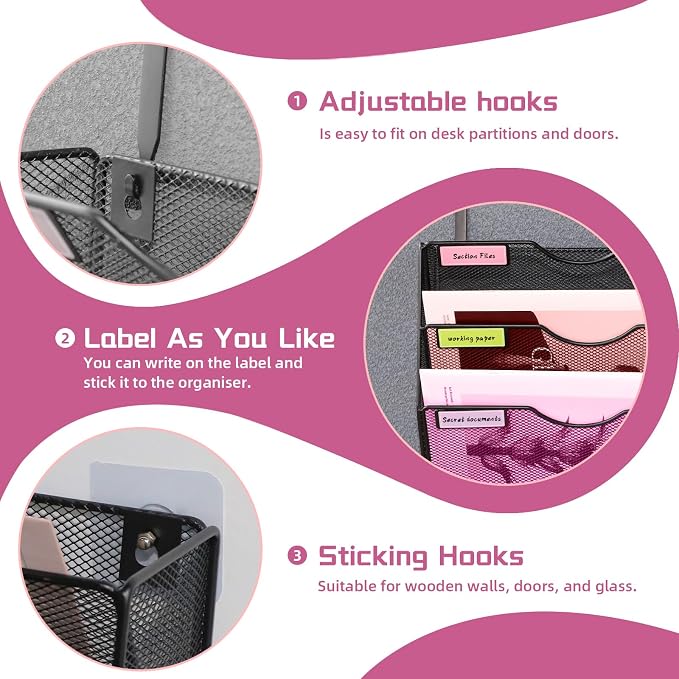 8 Pockets Mesh Wall File Holder Organizer Office Hanging File Folder Magazine - Image 6