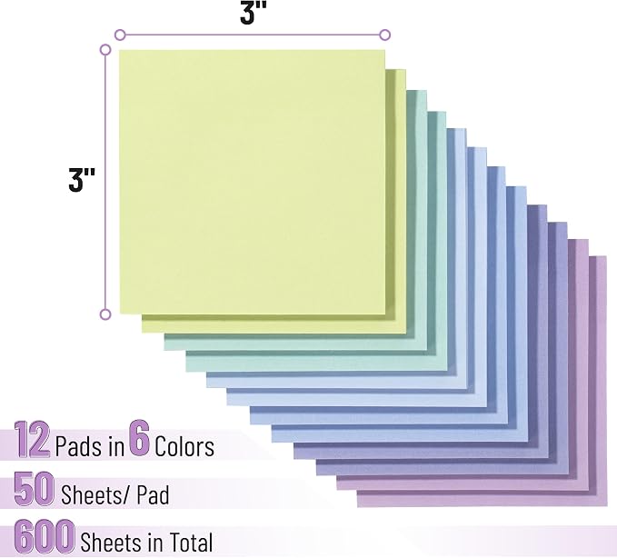 Mr. Pen- Sticky Notes, 12 Pads, 600 Sheets, Summer Colors | Sticky Notes Bulk - Image 2