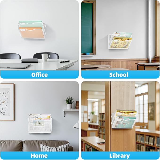 Marbrasse Wall File Holder 2-Tier Hanging Wall File Organizer, Mesh Mail Holder - Image 6