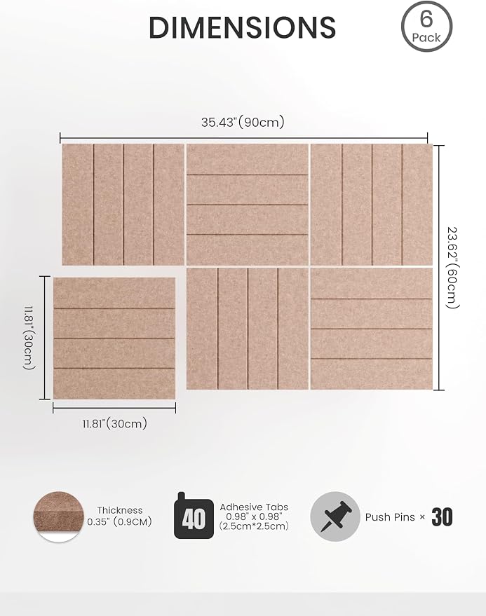 Bumusty Large Cork Board Alternative-36 x 24" Felt Bulletin Board Tiles - Image 2