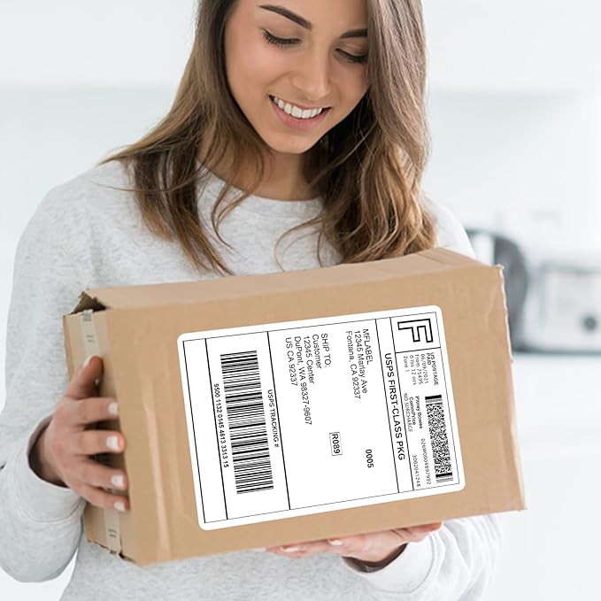 MFLABEL Full Sheet Sticker Label, Address Sticker, White Matte Label Paper, 8-1/2" x 11" Shipping Labels for Laser & Inkjet Printer (400 Labels, 400 Sheets)