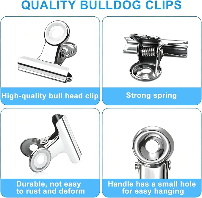 60 Pcs Metal Bulldog Clips, Tiny Metal Binder Paper Clips - Image 3