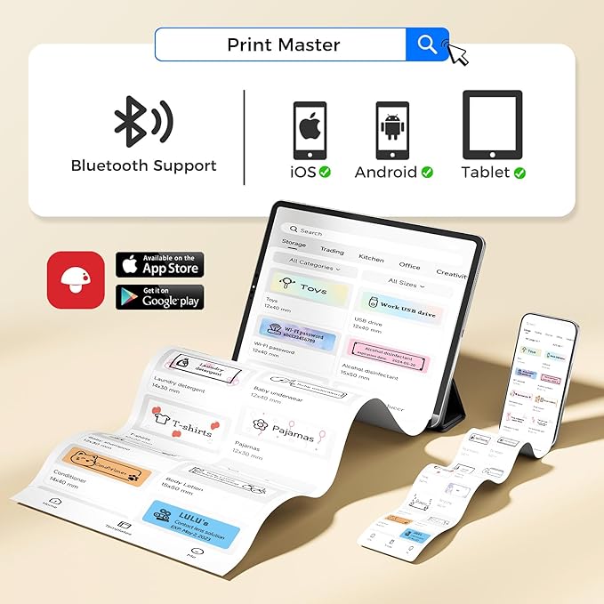 Label Maker, Label Maker Machine with Tape, Portable Bluetooth Label Printer with Little Space, Mini D10 Label Machine with Multiple Personalized Templates for Family School-DeskLoop Office