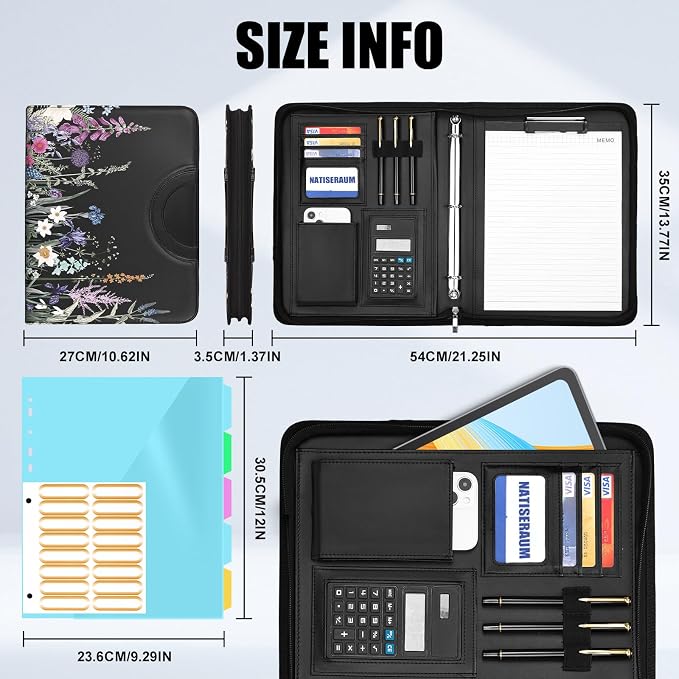 Portfolio Binder 3 Ring Includes Pen and 5 Dividers - Image 4
