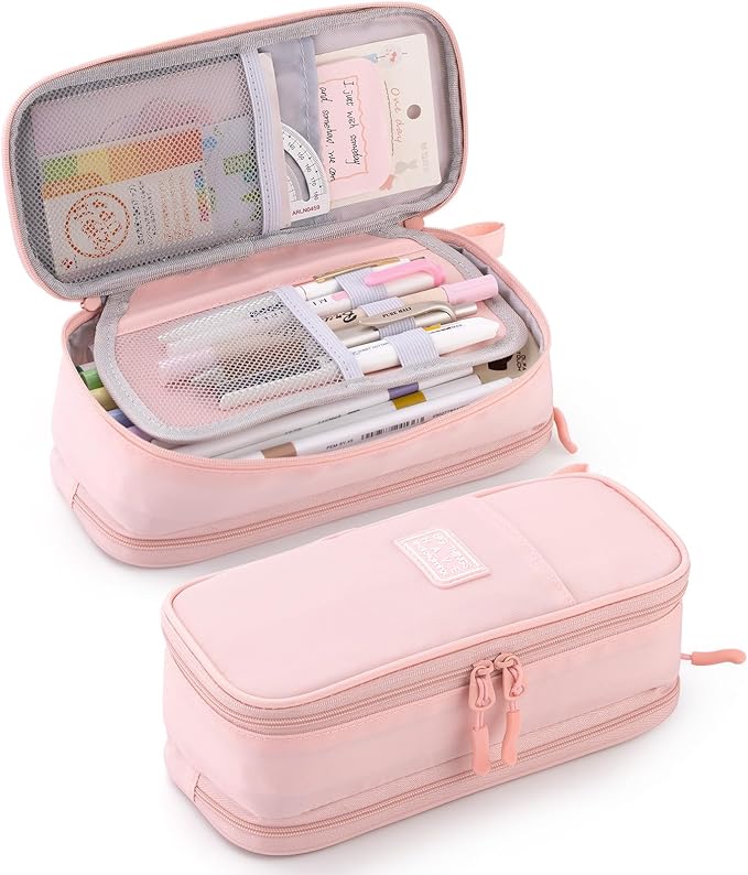 CICIMELON Large Pencil Case Big Storage Pen Pouch Bag with Compartment for School Supplies Office College Teen Boys Girls Adults, Upgraded Pink-DeskLoop Office