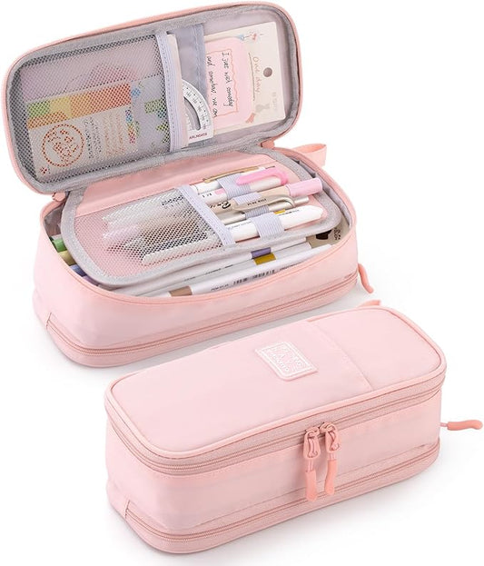 CICIMELON Large Pencil Case Big Storage Pen Pouch Bag with Compartment for School Supplies Office College Teen Boys Girls Adults, Upgraded Pink-DeskLoop Office