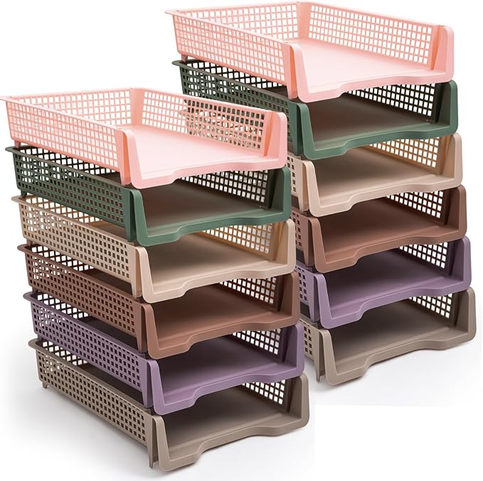 Geetery Set of 12 Turn in Trays Classroom Plastic Trays by Geetery