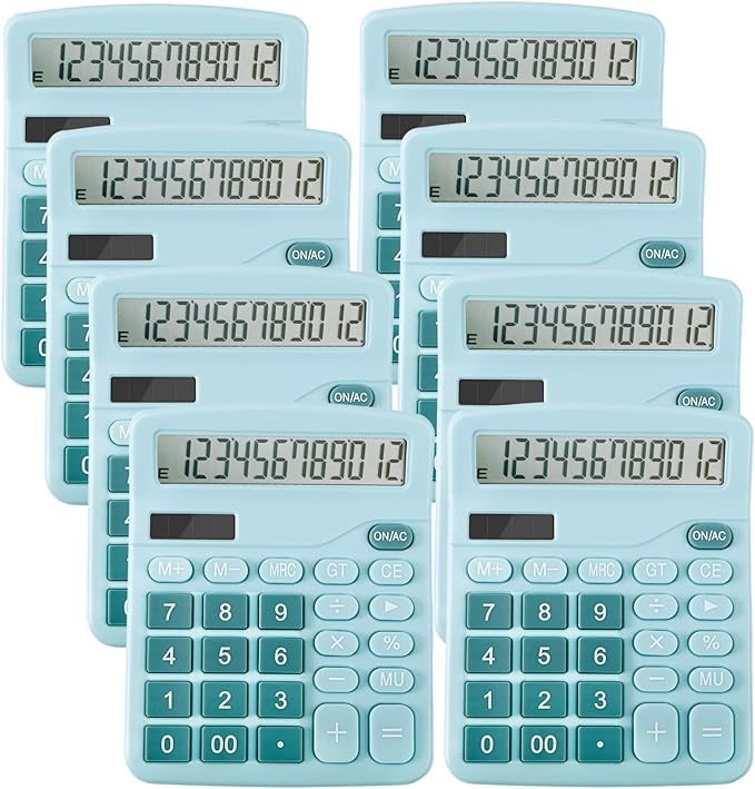 12-Digit Calculator, Desktop Calculators with Big Buttons and Large Display,Office Calculators Desktop,Solar Battery Dual Power,Desk Calculator for Office Home(Blue,8 Pack)-DeskLoop Office