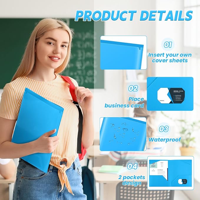 Henoyso 36 Pack Lake Blue Plastic Folders - Image 3