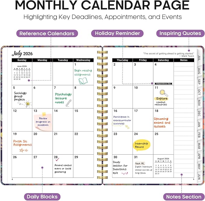 Planner 2026-2027, Academic Year Weekly and Monthly Calender Planner, from Jul - Image 2
