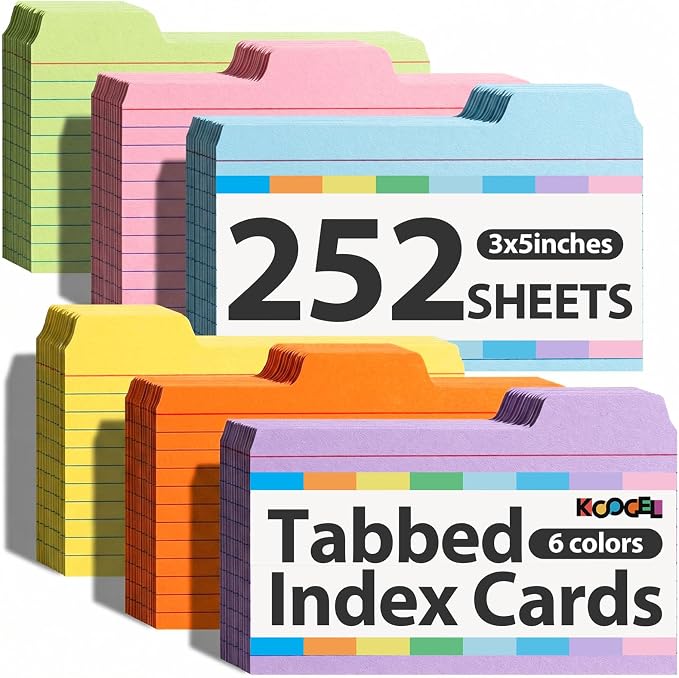 Koogel Index Cards 3x5, Dividers Notecards Memo Scratch Pad by KOOGEL