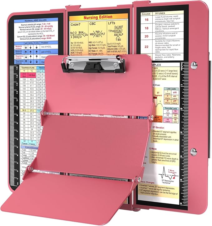 Nursing Clipboard Foldable, Foldable Clipboard w/Nursing Edition Cheat Charts by HOZOLNursingClipboard