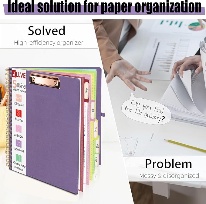 Purple Foldable Spiral Clipboard Folio - Image 6