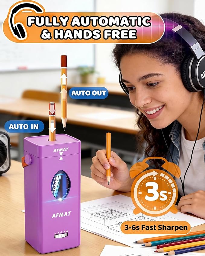 AFMAT Electric Pencil Sharpener, Fully Automatic Pencil Sharpener - Image 2
