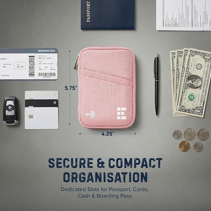 Zero Grid RFID Passport Holder & Travel Wallet, Zippered Wallet - Image 3