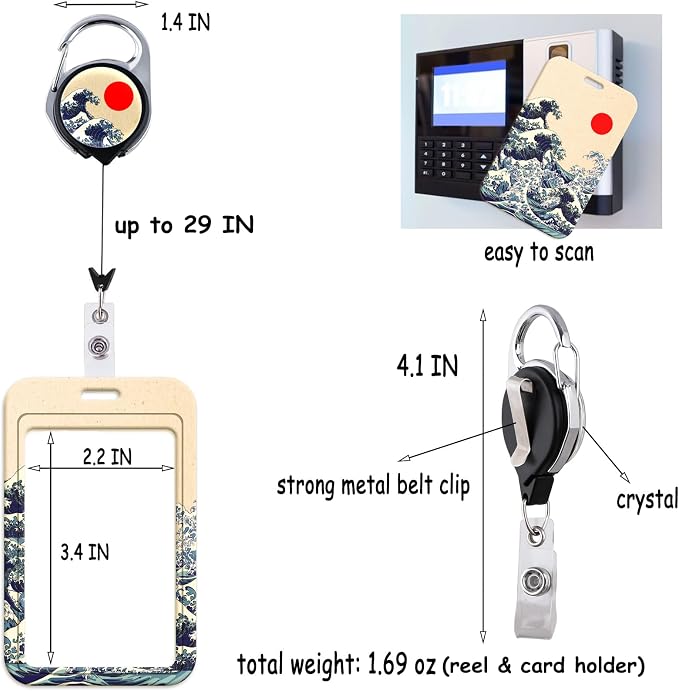 Black Retractable Reel with Vertical ID Holder Cute Reel Clip and Badge Holder - Image 5