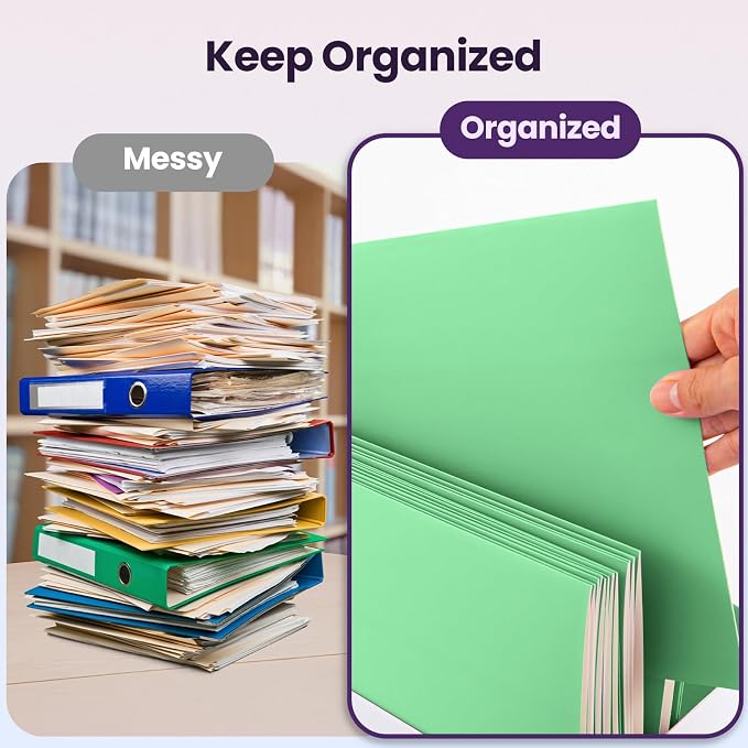 BIBRADAA® 50 Packs Green 2 Pocket Folders, Paper Folders - Image 3