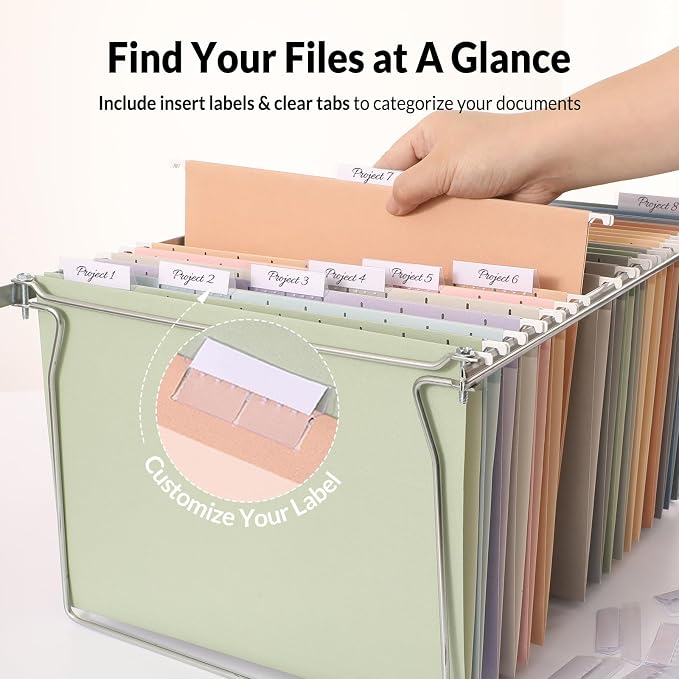 SUNEE Hanging File Folders, 50 Pack Letter Size Hanging File Folders - Image 2