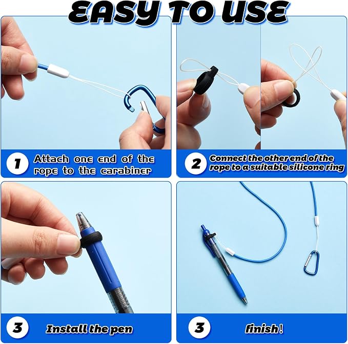 Lewtemi 10 Sets 24 Inch Pen Leash Pen Silicone Lanyard Holder - Image 5