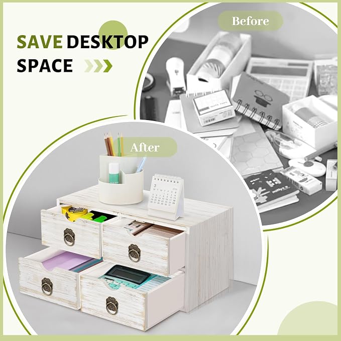 Wood Desk Organizer, Tabletop Storage Organization Box - Image 6