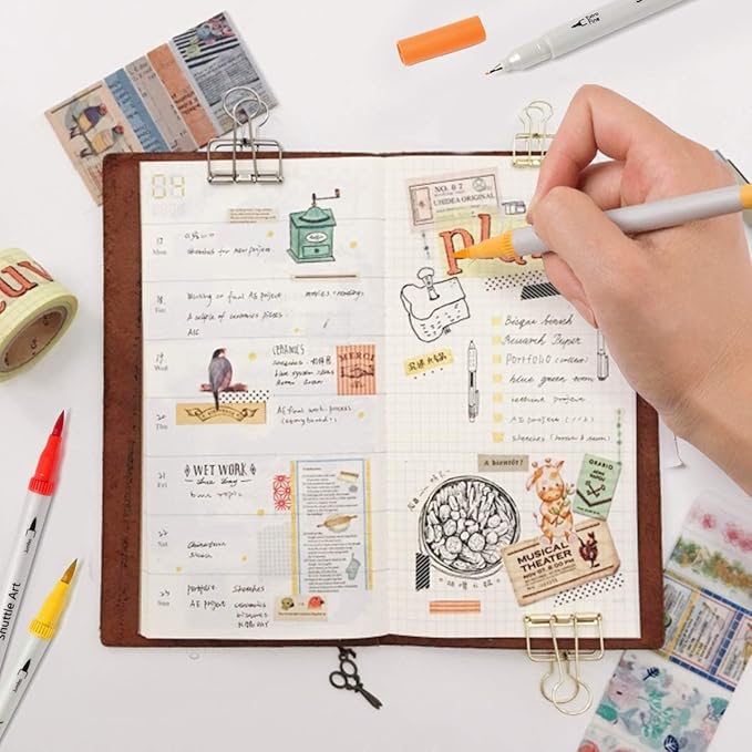 Shuttle Art Dual Brush Marker Pens, 56 Colors Water-based Ink, Dual Tip Calligraphy Pens Fineliner and Brush Tip perfect for Kids Adult Artist, Hand Lettering, Journal, Doodling, Writing-DeskLoop Office