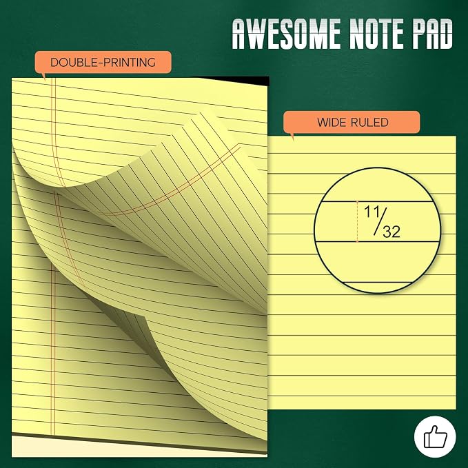24 Pack Yellow Legal Pads 8.5 x 11 Note Pads, Wide Ruled Notepads, Micro - Image 3