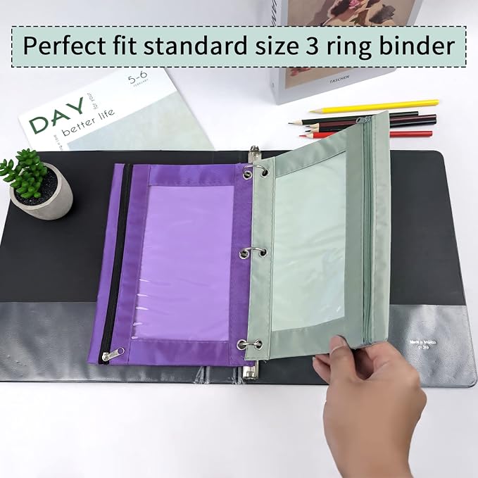YoeeJob Pencil Pouch for 3 Ring Binder, Zipper Pencil Pouches Bulk, Pencil Case - Image 3