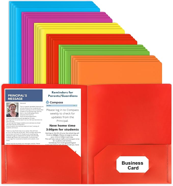 Plastic Folders with Pockets, 24 Color Heavy Duty Two Pocket Folder Business by HABGP