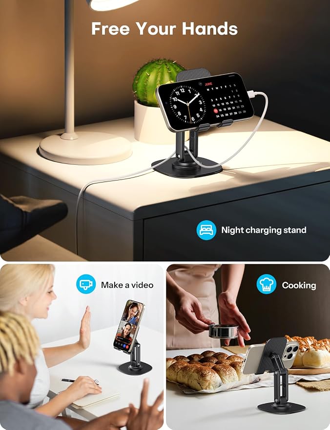 OMOTON Cell Phone Stand for Desk, 2 Pack Adjustable Foldable Phone Holder - Image 7