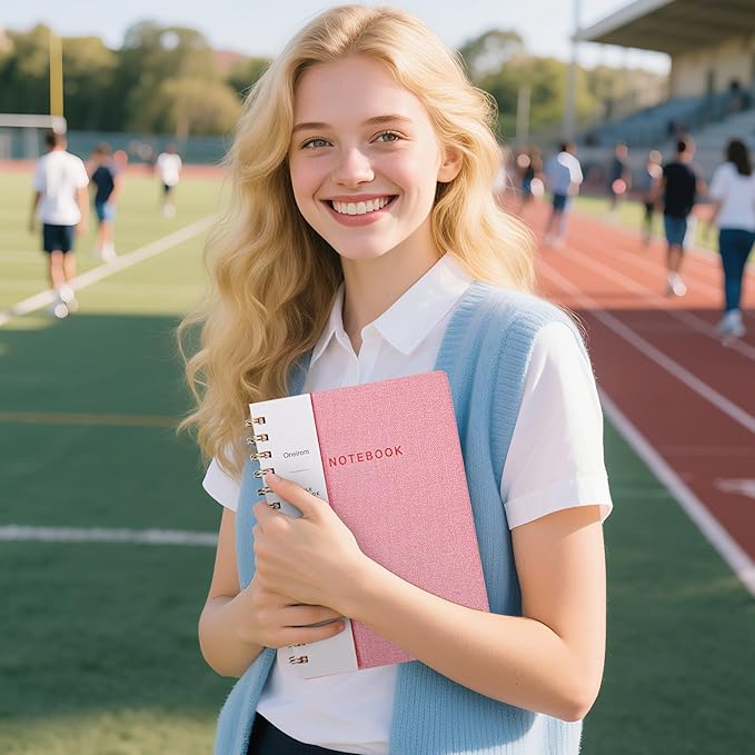 Lined Spiral Notebook College Ruled A5 Journal Book for Note Taking, 160 Pages Writing Journal for Office and Home School Supplies 5.75 x 8.125 inch (6pack-3Reefblue/3Pink)-DeskLoop Office