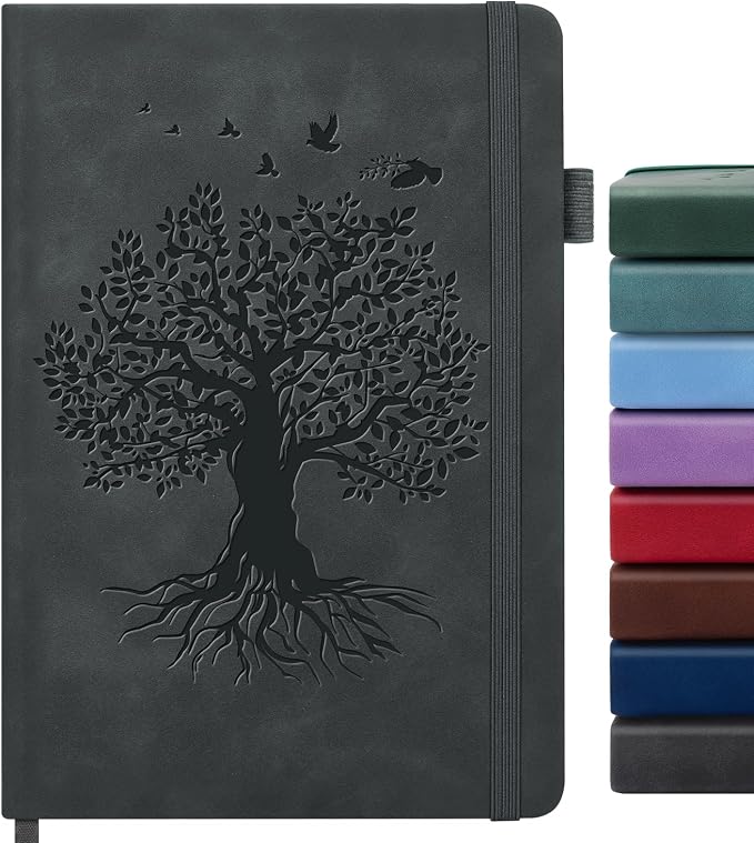 Lined Journal Notebook for Women Men, A5 Hardcover Leather Journals for Writing by ALKALO